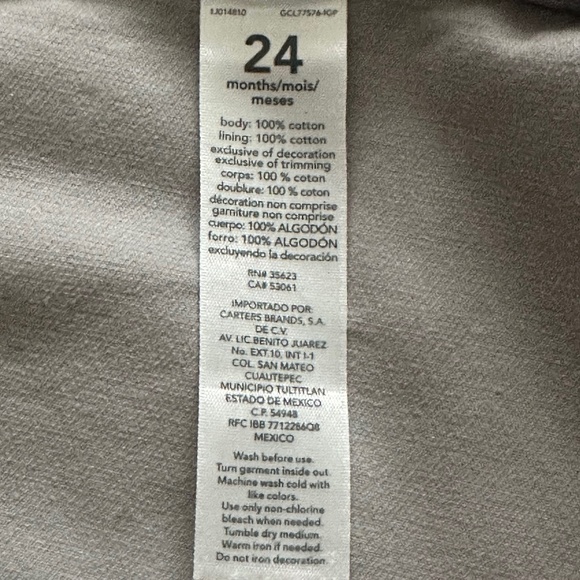 *SOLD*.   Carter's Baby Girl 24M Gray & White Polkadots Sleeveless Cotton Dress - Picture 10 of 11